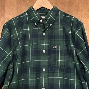 Hollister Green Checkered Button-Up Shirt